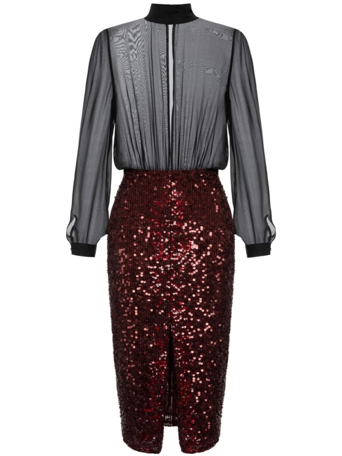 Elisabetta Franchi платье миди из жоржета, украшенное пайетками, черный 
Elisabetta Franchi платье миди из жоржета, украшенное пайетками, черный