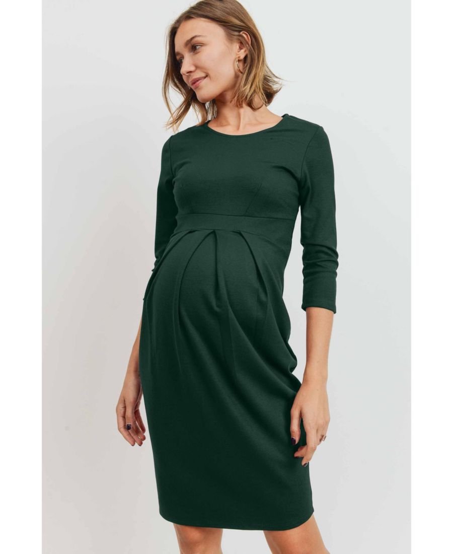Платье для беременных с рукавами 3/4, круглым вырезом и складками спереди Hello Miz, Green
Платье для беременных с рукавами 3/4, круглым вырезом и складками спереди Hello Miz, Green