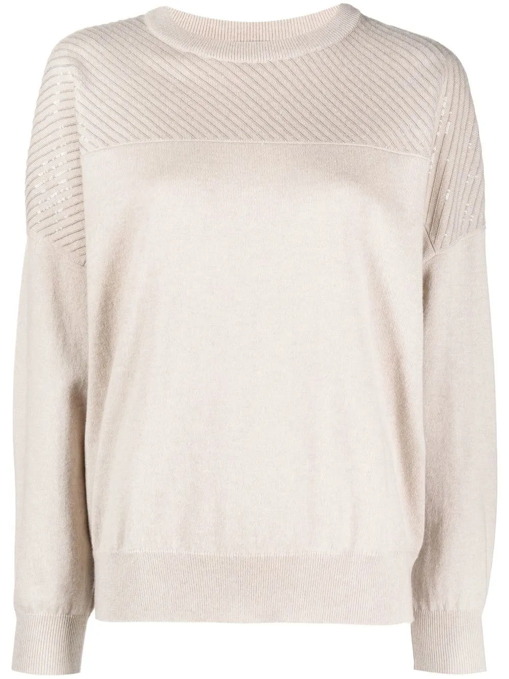 Кашемировый джемпер с пайетками Brunello Cucinelli, нейтральный
Кашемировый джемпер с пайетками Brunello Cucinelli, нейтральный