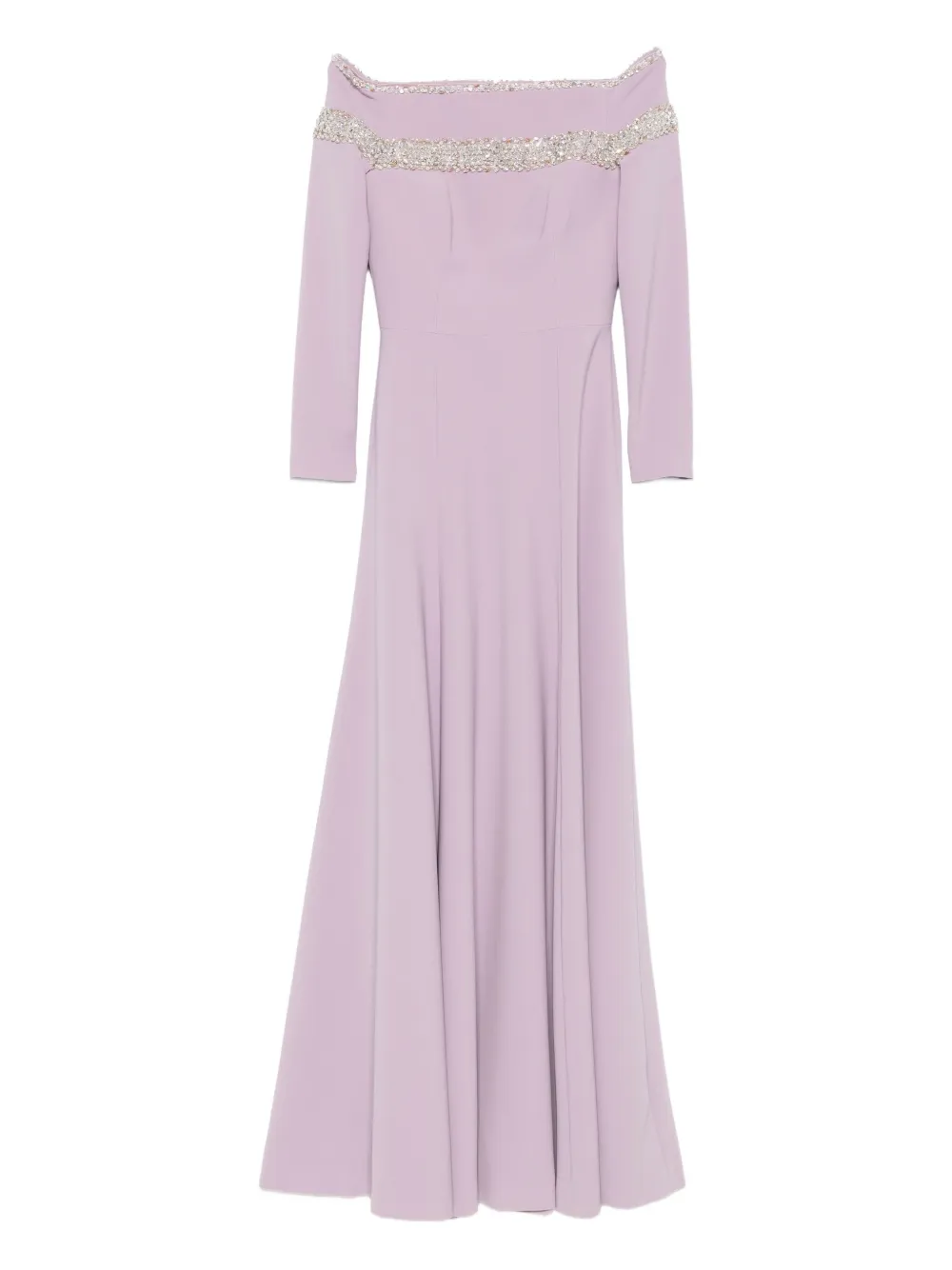 Платье с открытыми плечами и декором Dina Melwani, розовый 
Платье с открытыми плечами и декором Dina Melwani, розовый