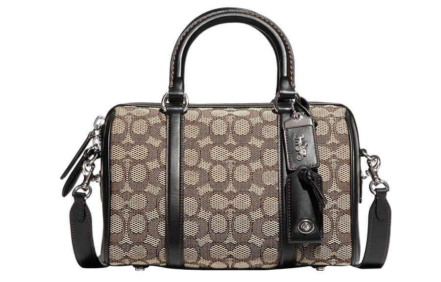 Футболка из жаккардовой ткани с кожаной сумкой через плечо среднего размера для женщин светло-коричневого и черного цвета COACH
Футболка из жаккардовой ткани с кожаной сумкой через плечо среднего размера для женщин светло-коричневого и черного цвета COACH