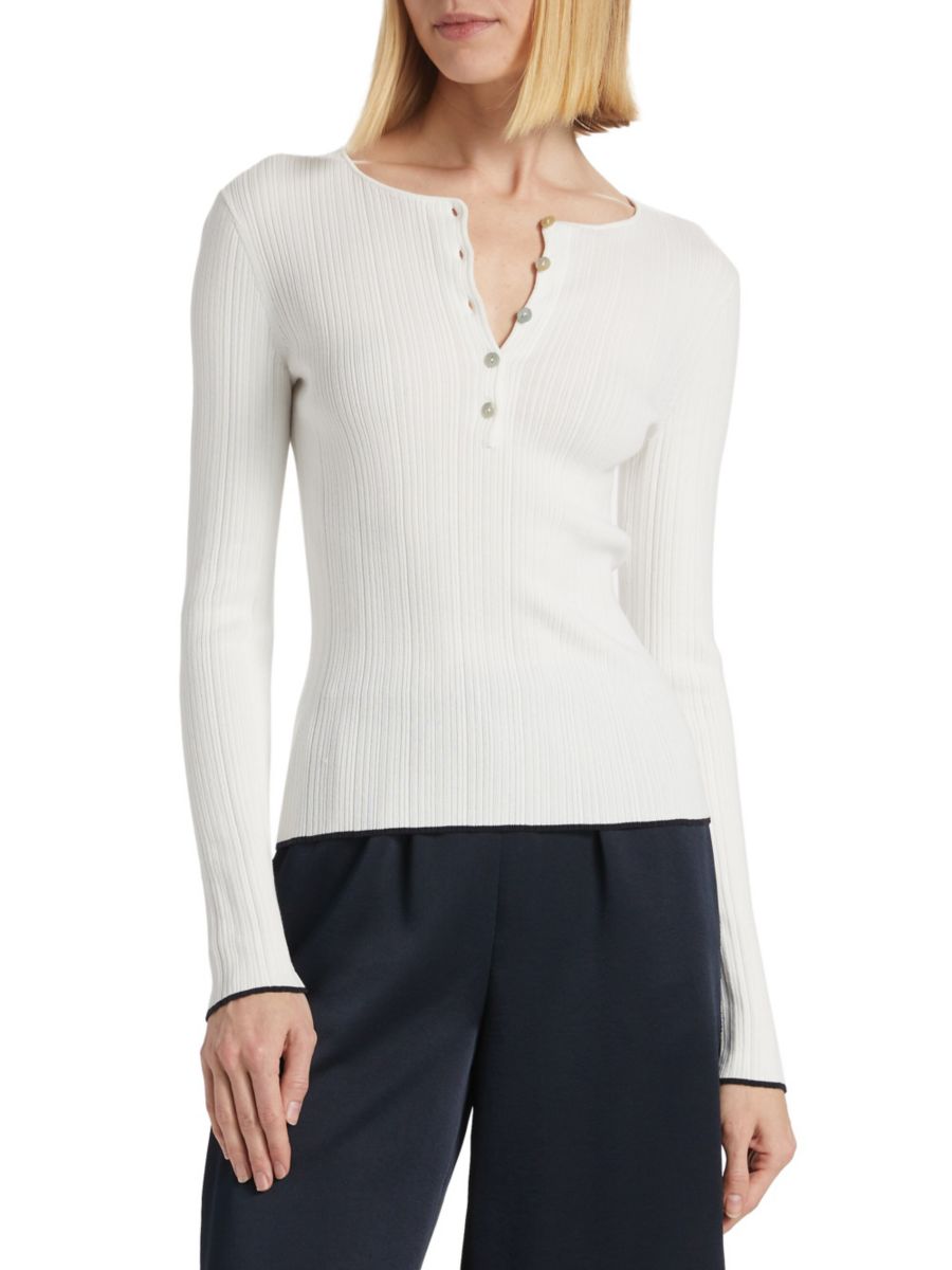 Хлопковая блузка-хенли с резинкой Vince, цвет Off White Deep Lake
Хлопковая блузка-хенли с резинкой Vince, цвет Off White Deep Lake