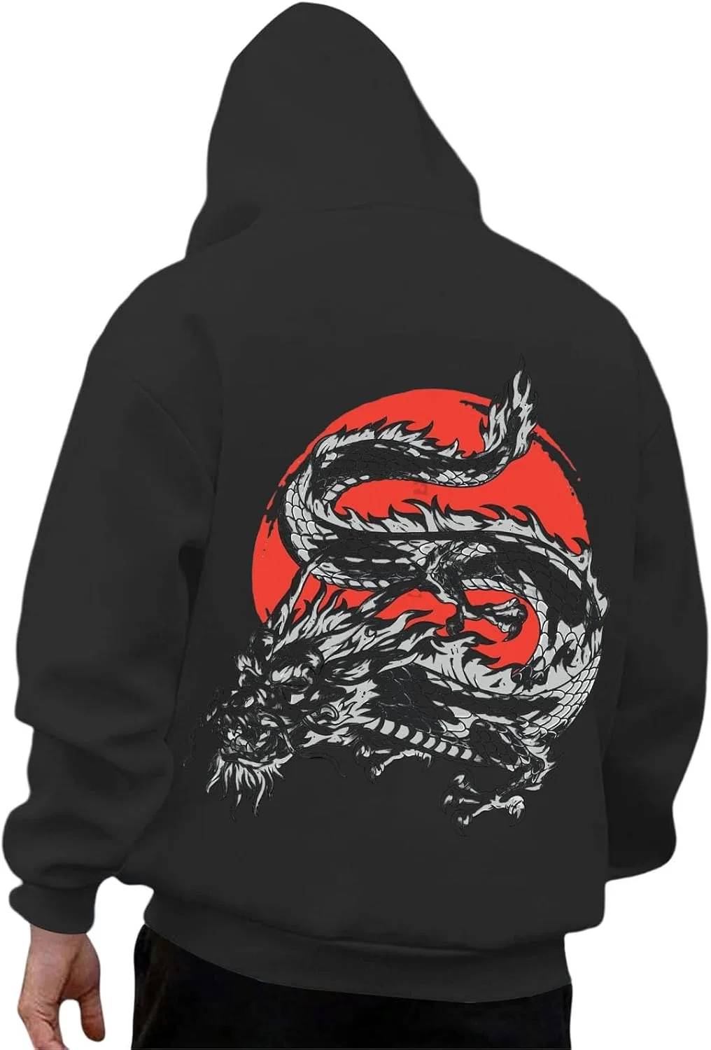 Толстовка с капюшоном для мужчин с принтом японского дракона, Drop Shoulder
Толстовка с капюшоном для мужчин с принтом японского дракона, Drop Shoulder
