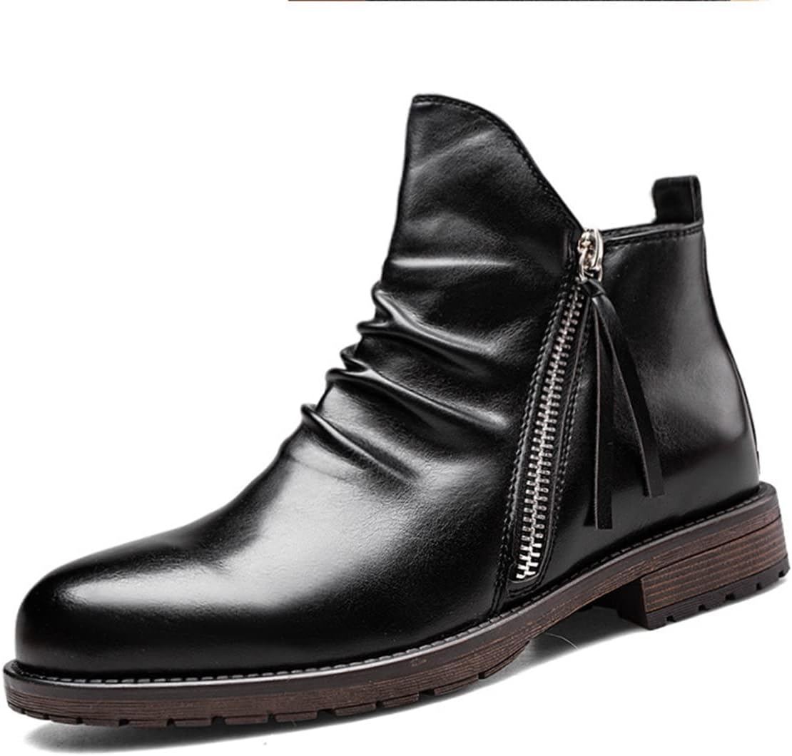 Мужские плиссированные ботильоны «челси» Hopomart, ботинки на платформе с двойной молнией и противоскользящим покрытием, модные кожаные ботинки для верховой езды, черный
Мужские плиссированные ботильоны «челси» Hopomart, ботинки на платформе с двойной молнией и противоскользящим покрытием, модные кожаные ботинки для верховой езды, черный