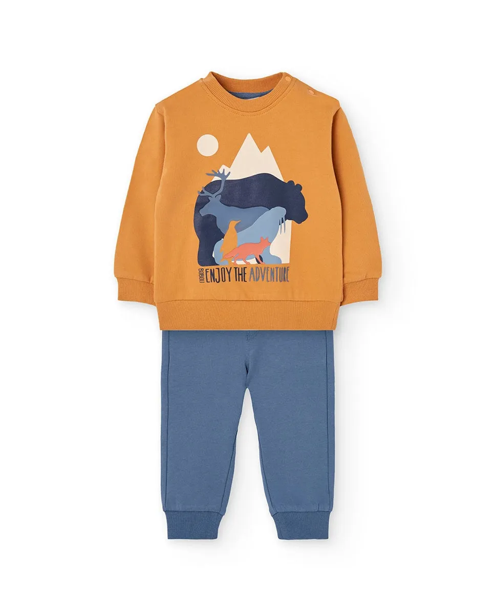 Детский комплект: худи с принтом спереди и брюки Boboli, горчичный
Детский комплект: худи с принтом спереди и брюки Boboli, горчичный