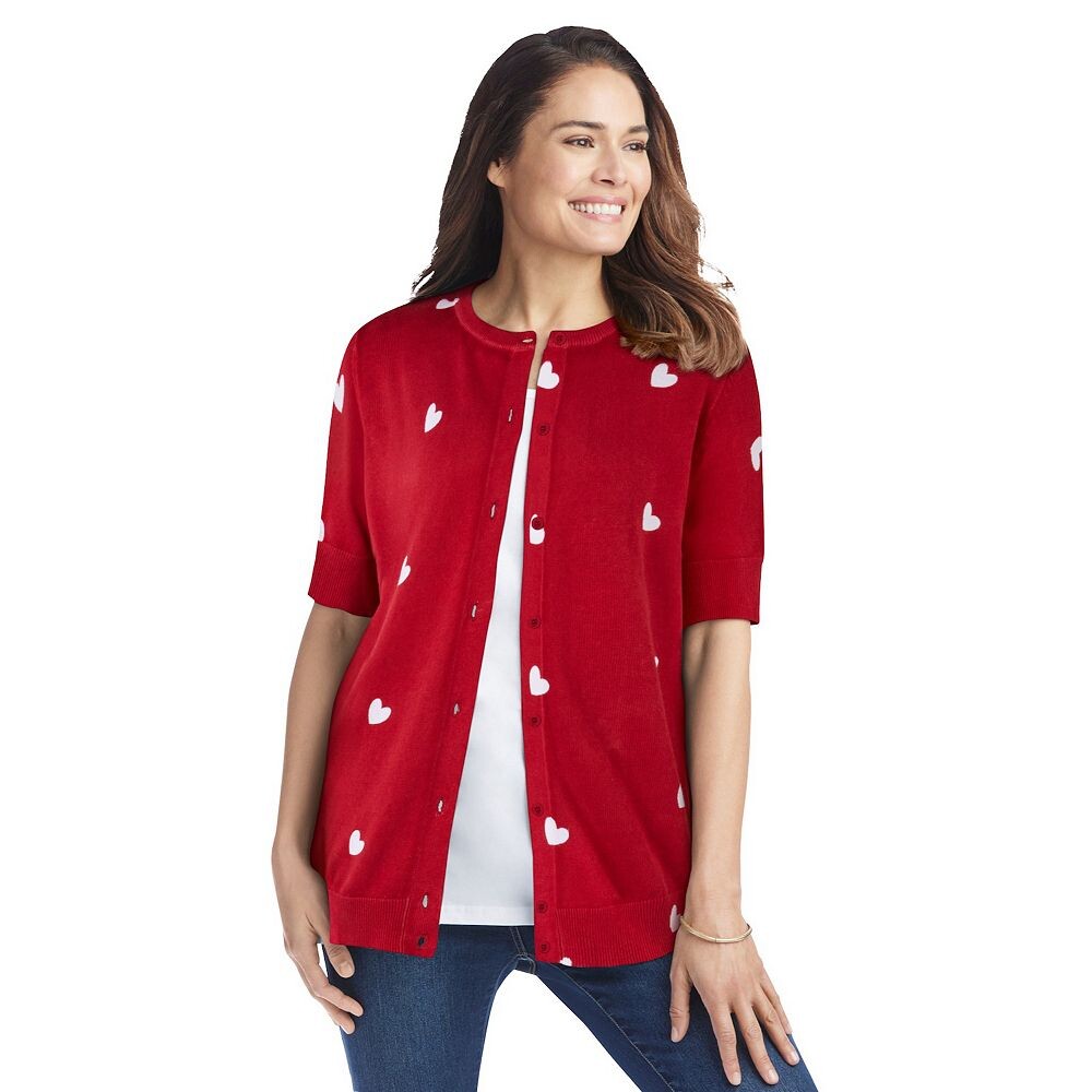 Женщина в женском идеальном кардигане с рукавами до локтя больших размеров Woman Within, цвет Classic Red Heart
Женщина в женском идеальном кардигане с рукавами до локтя больших размеров Woman Within, цвет Classic Red Heart