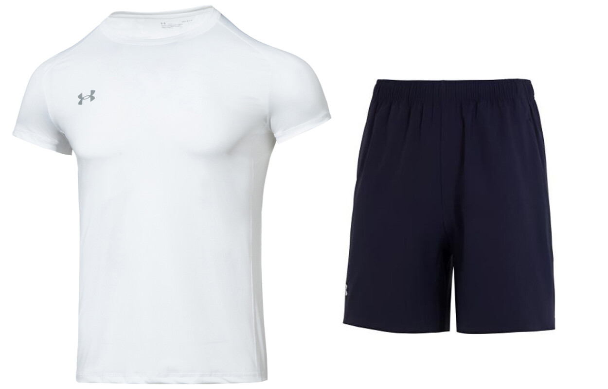 Повседневный спортивный мужской костюм Белая футболка + темно-синие шорты Under Armour, темно-синий
Повседневный спортивный мужской костюм Белая футболка + темно-синие шорты Under Armour, темно-синий