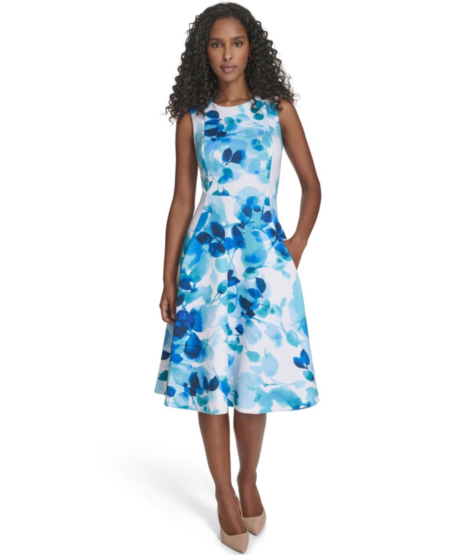 Женское платье без рукавов с круглым вырезом Calvin Klein, Capri/White Multi
Женское платье без рукавов с круглым вырезом Calvin Klein, Capri/White Multi