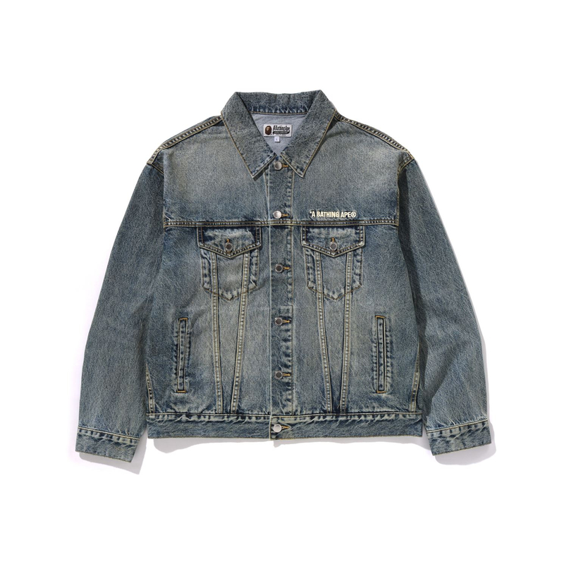 Потертая джинсовая куртка-косуха A BATHING APE, синий BLX
Потертая джинсовая куртка-косуха A BATHING APE, синий BLX