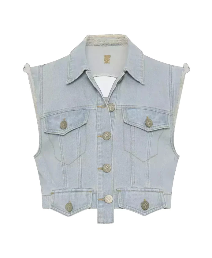 Джинсовый жилет с потертым логотипом One Teaspoon, синий
Джинсовый жилет с потертым логотипом One Teaspoon, синий
