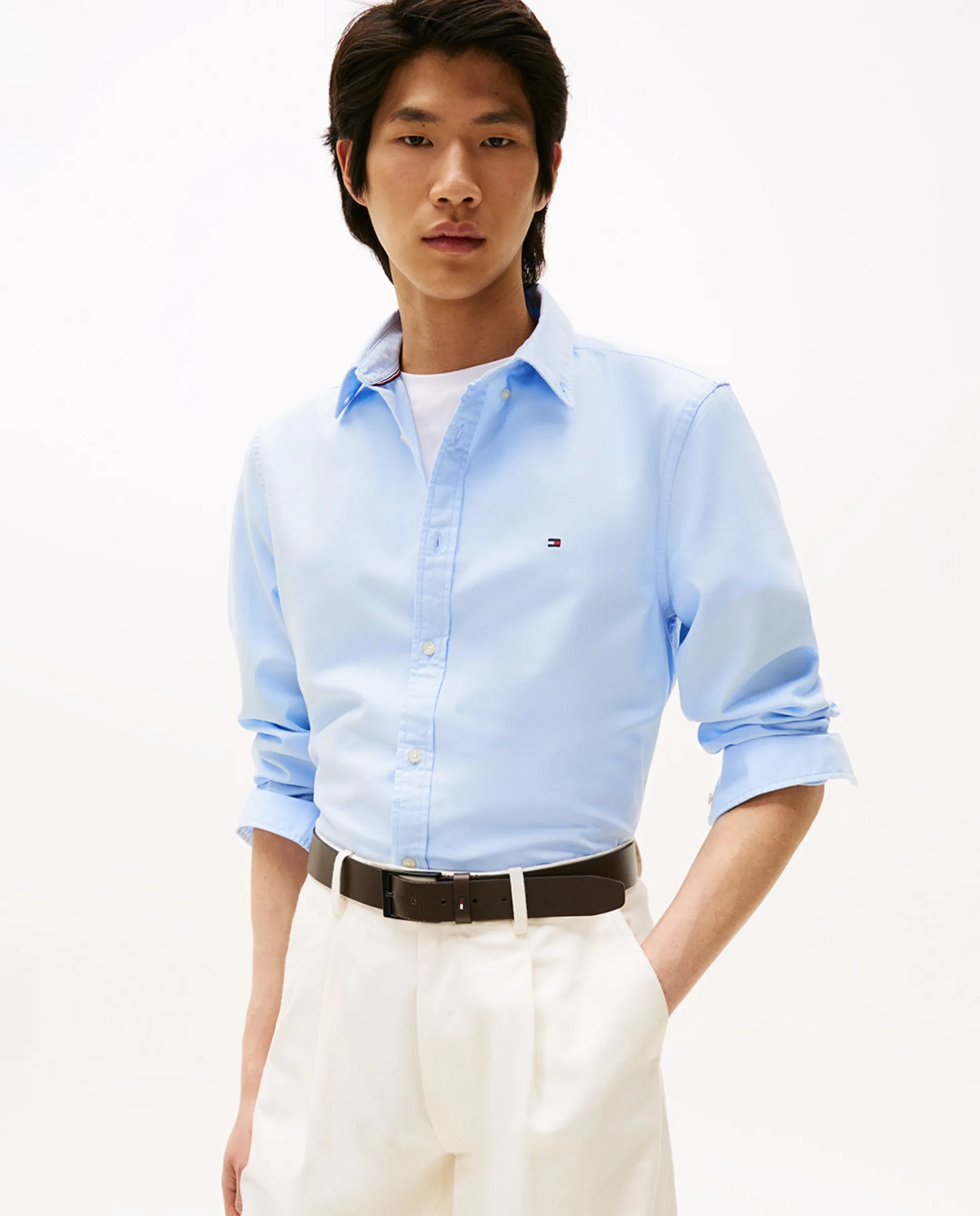 Мужская однотонная рубашка с фактурной тканью Tommy Hilfiger, светло-голубой 
Мужская однотонная рубашка с фактурной тканью Tommy Hilfiger, светло-голубой