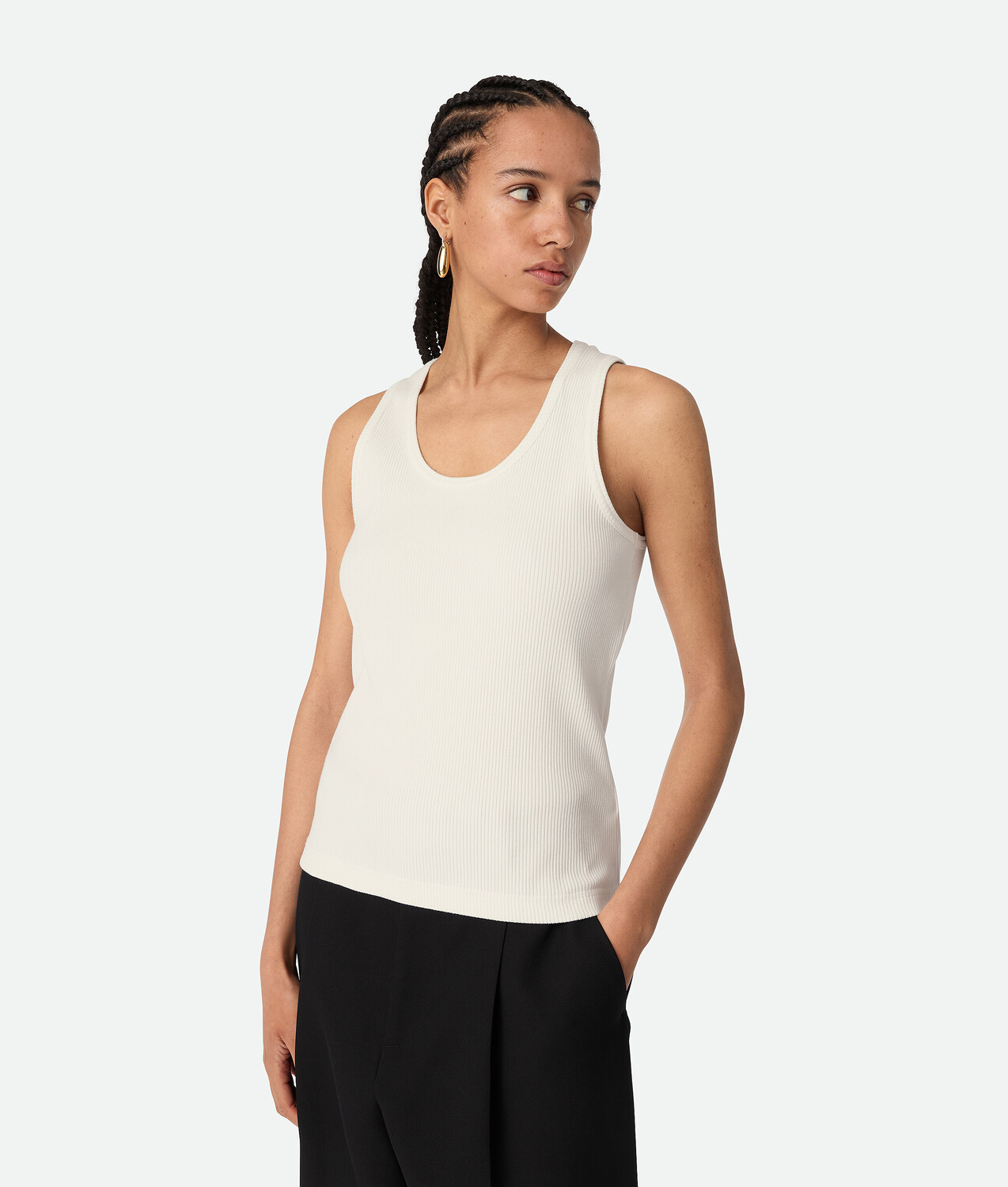 Cotton ribbed tank top BOTTEGA VENETA, мел
Cotton ribbed tank top BOTTEGA VENETA, мел