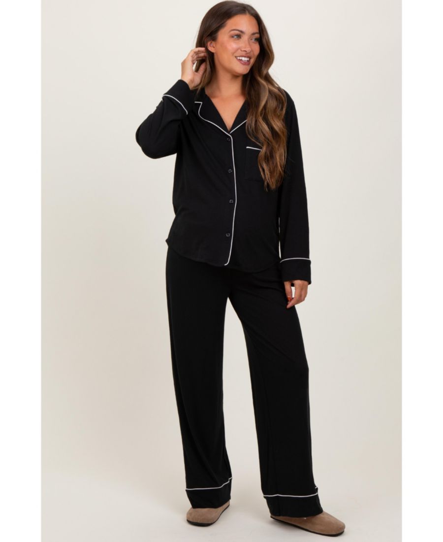 Пижамный комплект для беременных: темно-синяя рубашка на пуговицах, широкие брюки Pinkblush, Black
Пижамный комплект для беременных: темно-синяя рубашка на пуговицах, широкие брюки Pinkblush, Black