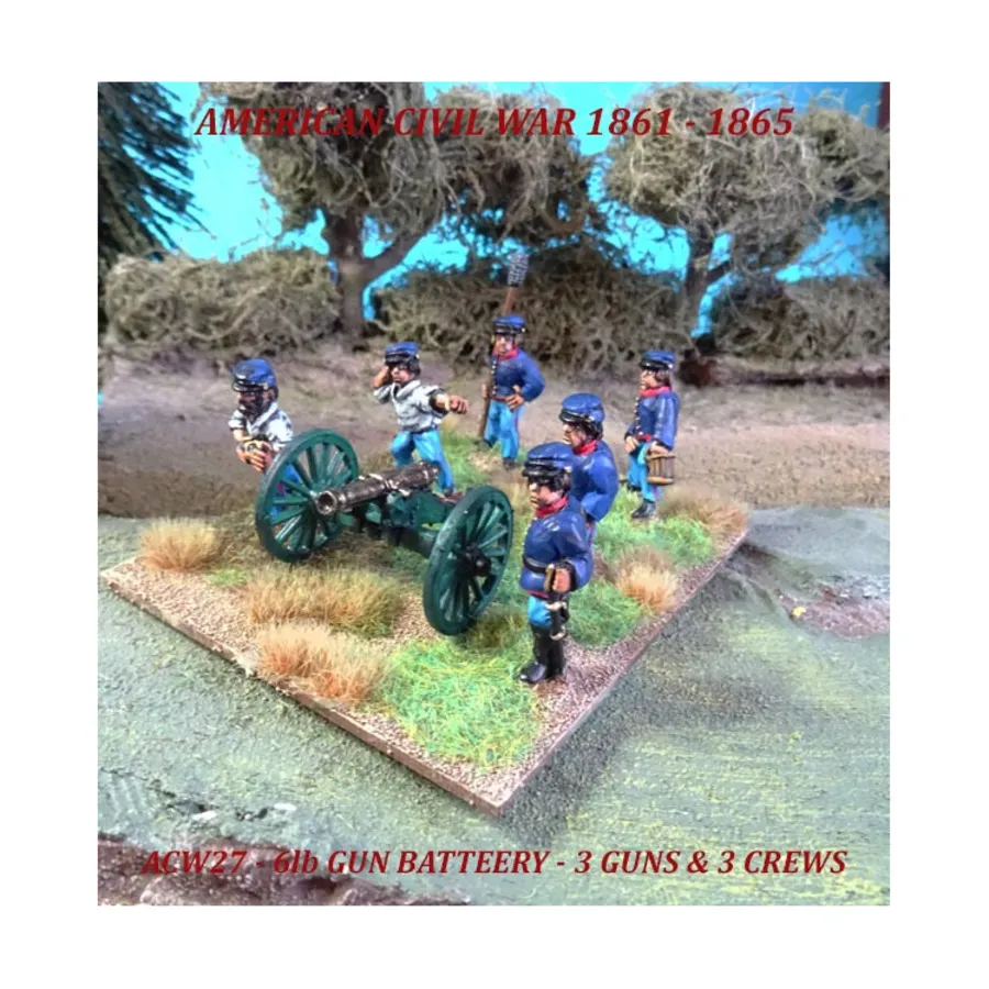 Полевая артиллерия, 6-фунтовая артиллерийская батарея, орудие и расчет x3, American Civil War - Union Army (28mm)
Полевая артиллерия, 6-фунтовая артиллерийская батарея, орудие и расчет x3, American Civil War - Union Army (28mm)