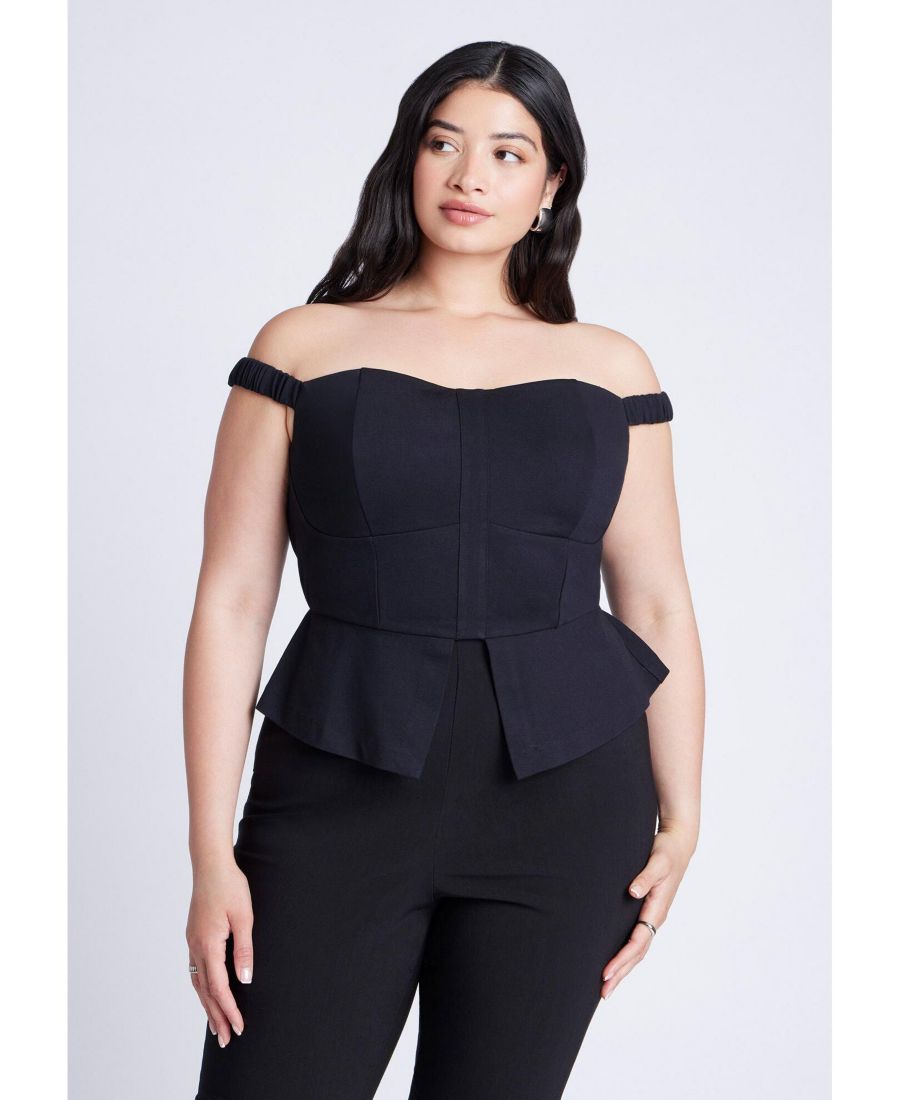 Женский топ больших размеров с открытыми плечами и баской ELOQUII, Black
Женский топ больших размеров с открытыми плечами и баской ELOQUII, Black