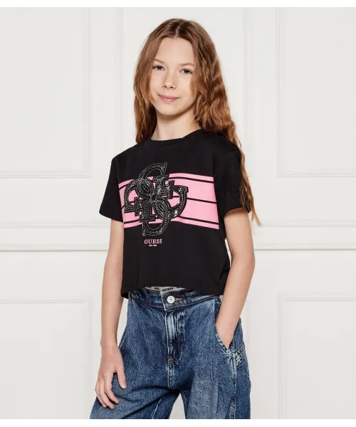 Футболка Cropped fit Guess, черный 
Футболка Cropped fit Guess, черный