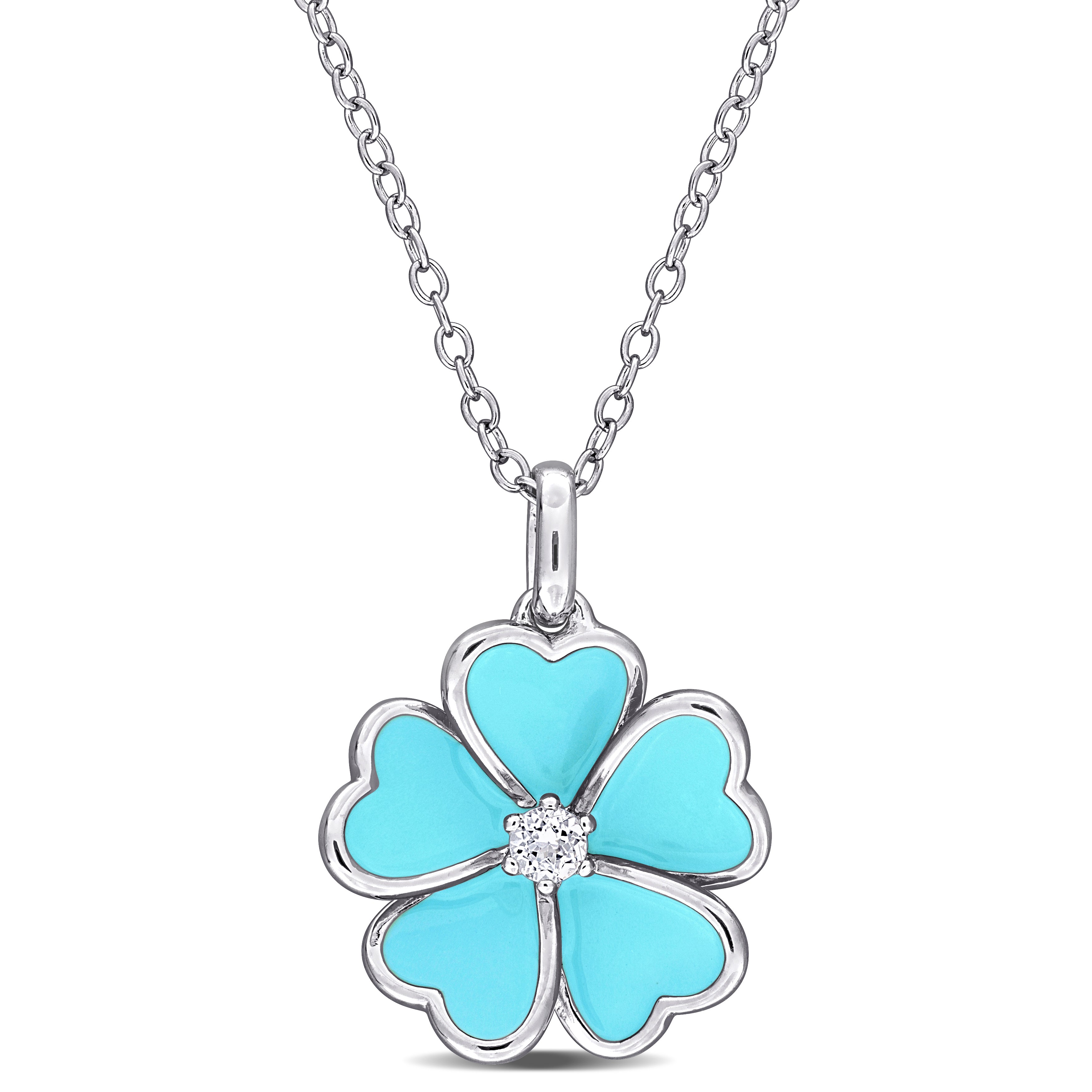 Ожерелье Mimi & Max с белым топазом TGW 1/10 карата, светло-голубой эмалью и цветком, стерлинговое серебро Mimi & Max, Multi
Ожерелье Mimi & Max с белым топазом TGW 1/10 карата, светло-голубой эмалью и цветком, стерлинговое серебро Mimi & Max, Multi