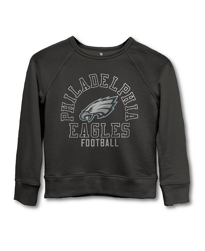 Флокированная толстовка унисекс НФЛ Philadelphia Eagles с принтом реглан - Little Kid, Big Kid Junk Food Clothing, черный
