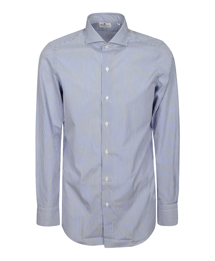 Хлопковая рубашка в синюю полоску с французским воротником. Finamore, синий
Хлопковая рубашка в синюю полоску с французским воротником. Finamore, синий