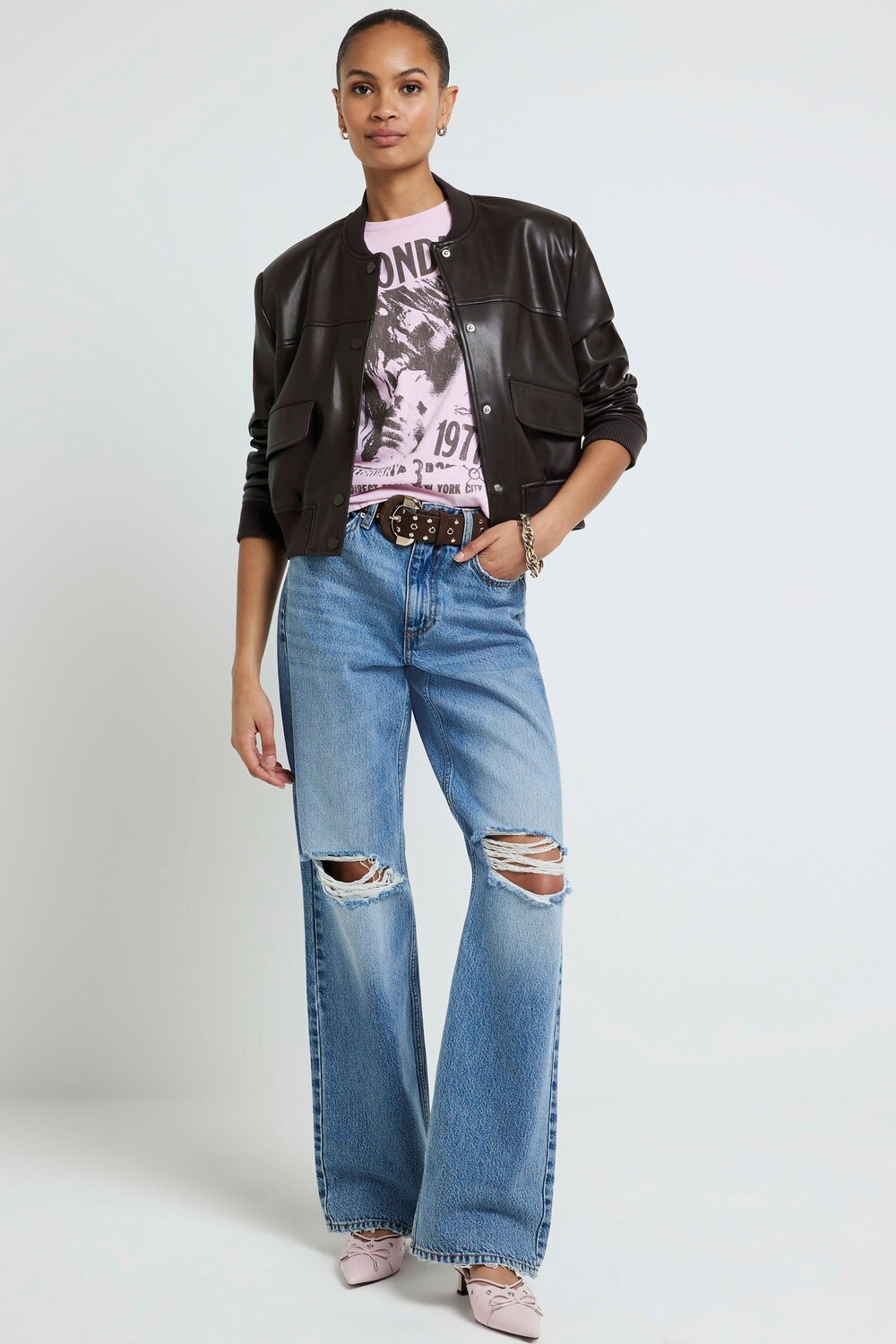 Футболка Blondie с короткими рукавами и принтом River Island, розовый 
Футболка Blondie с короткими рукавами и принтом River Island, розовый