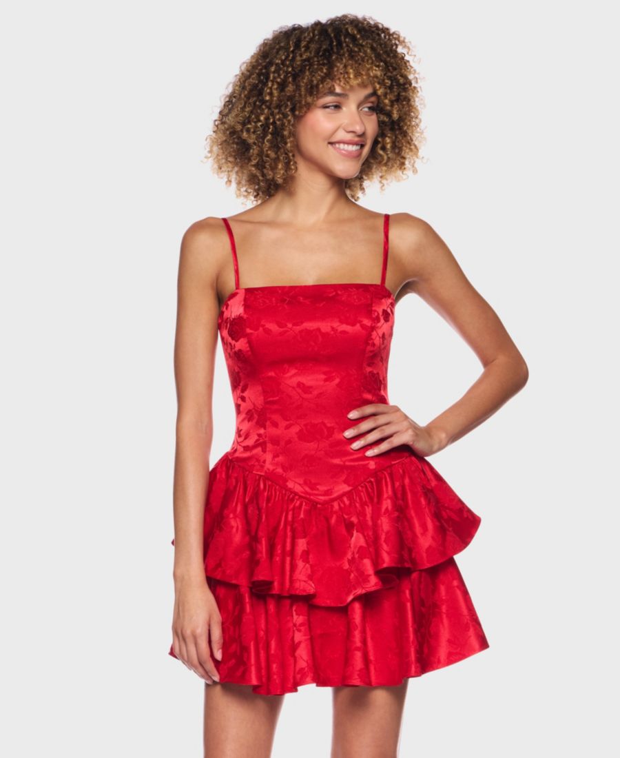 Детское платье с бретелями, оборками и многослойным квадратным вырезом B Darlin, Red
Детское платье с бретелями, оборками и многослойным квадратным вырезом B Darlin, Red