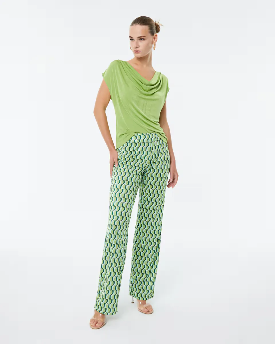 Женские брюки прямого кроя с принтом и эластичным поясом Paz Torras, зеленый
Женские брюки прямого кроя с принтом и эластичным поясом Paz Torras, зеленый