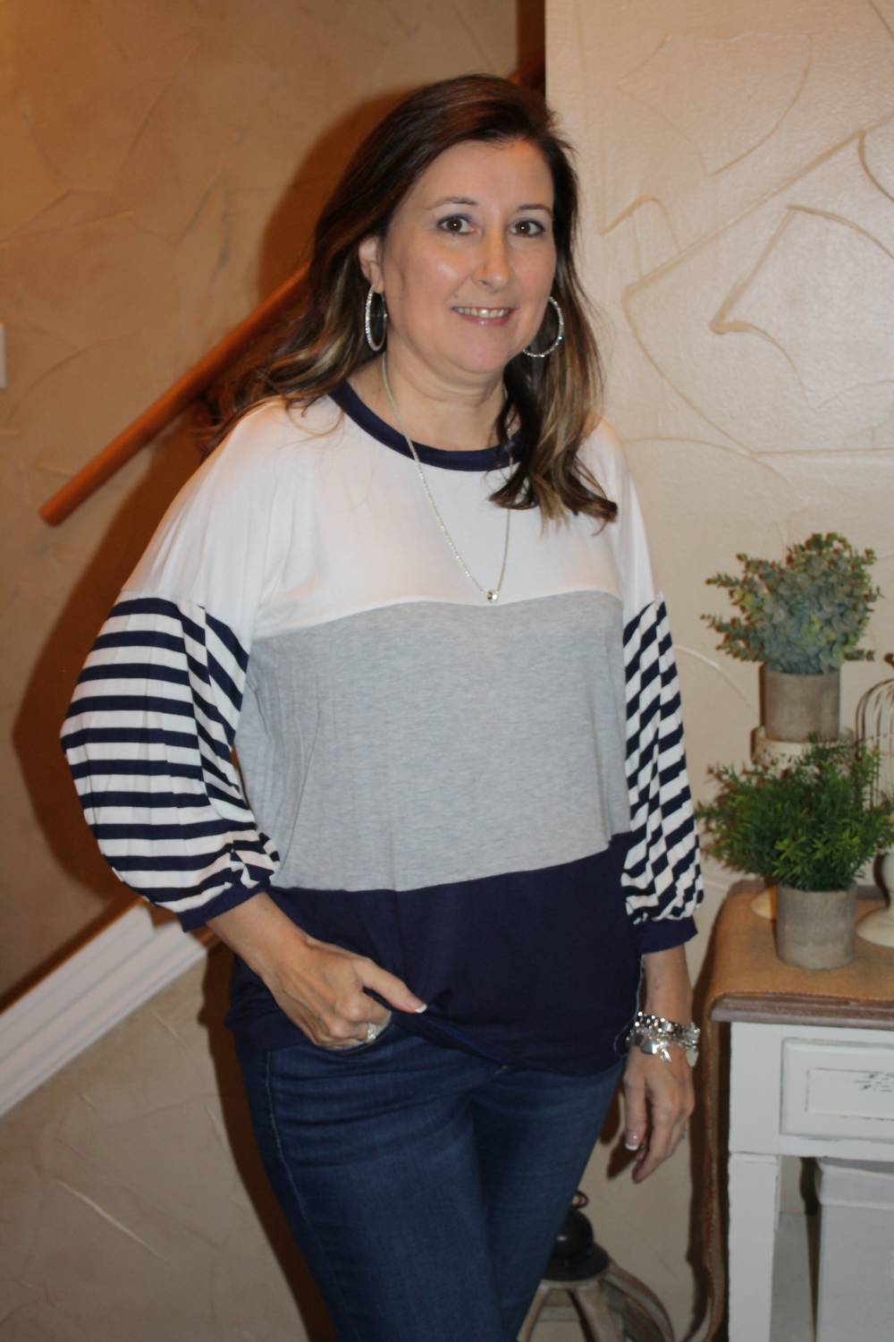 Полосатый топ с длинными рукавами в темно-синем цвете Adora
Полосатый топ с длинными рукавами в темно-синем цвете Adora