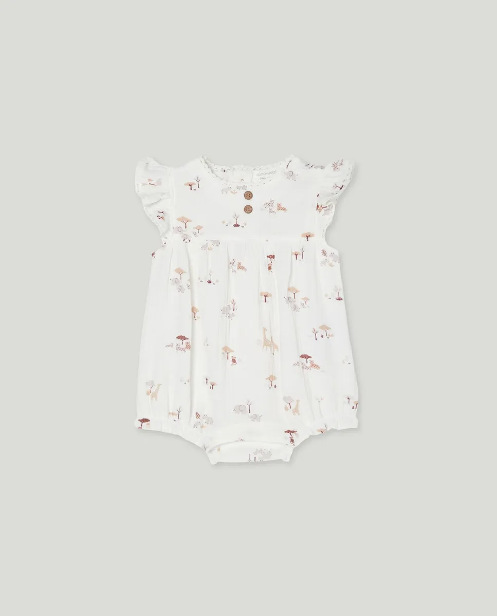 Короткий комбинезон для девочки в шифоне Cotton Juice, белый
Короткий комбинезон для девочки в шифоне Cotton Juice, белый