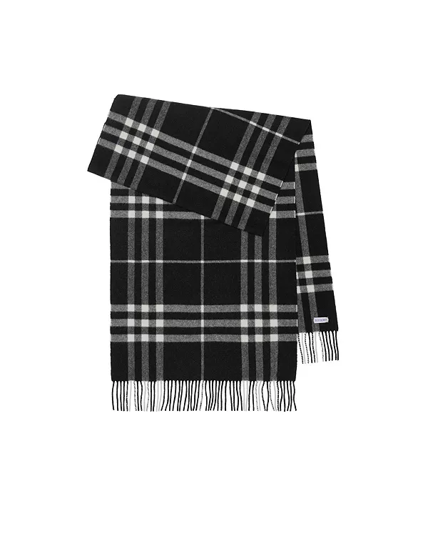 Широкий клетчатый кашемировый шарф Burberry, черный
Широкий клетчатый кашемировый шарф Burberry, черный
