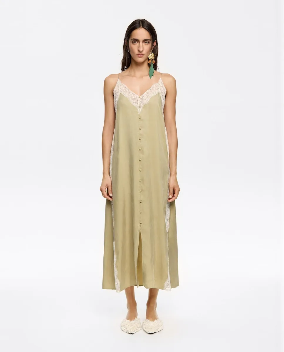 Платье на бретелях с кружевом Bimba Y Lola, хаки
Платье на бретелях с кружевом Bimba Y Lola, хаки