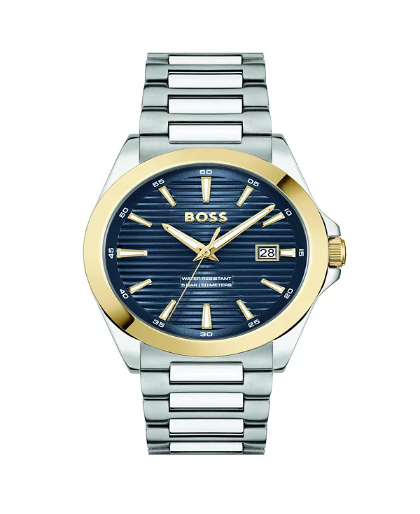 Подарочный набор для мужчин, кварцевые часы с базовым календарем из нержавеющей стали, 41 мм Hugo Boss, two-tone
Подарочный набор для мужчин, кварцевые часы с базовым календарем из нержавеющей стали, 41 мм Hugo Boss, two-tone