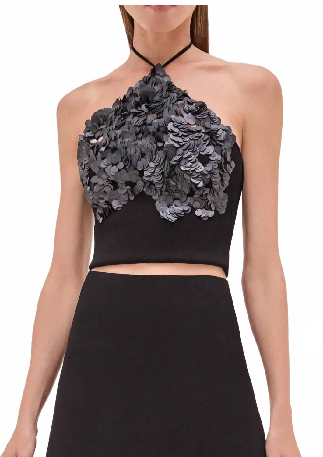 Топ с пайетками Relle на бретелях в черном цвете ALEXIS
Топ с пайетками Relle на бретелях в черном цвете ALEXIS