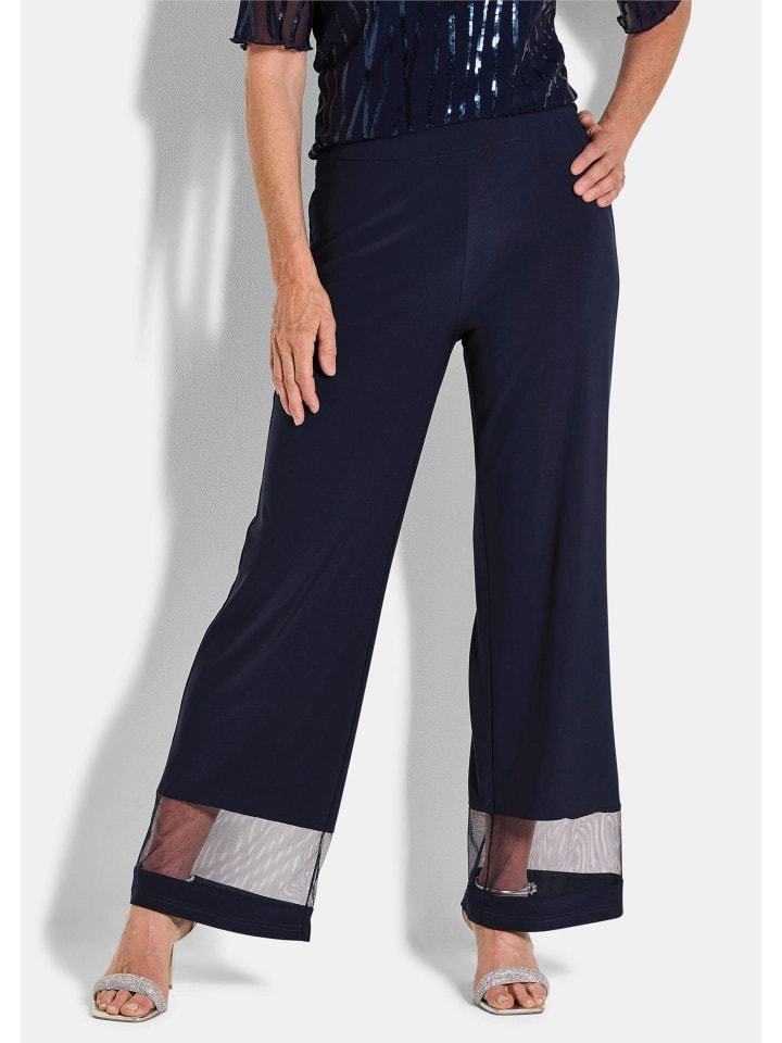 GOLDNER Укороченный размер: широкие тканевые брюки VERA с сетчатыми вставками, темно-синего цвета
GOLDNER Укороченный размер: широкие тканевые брюки VERA с сетчатыми вставками, темно-синего цвета