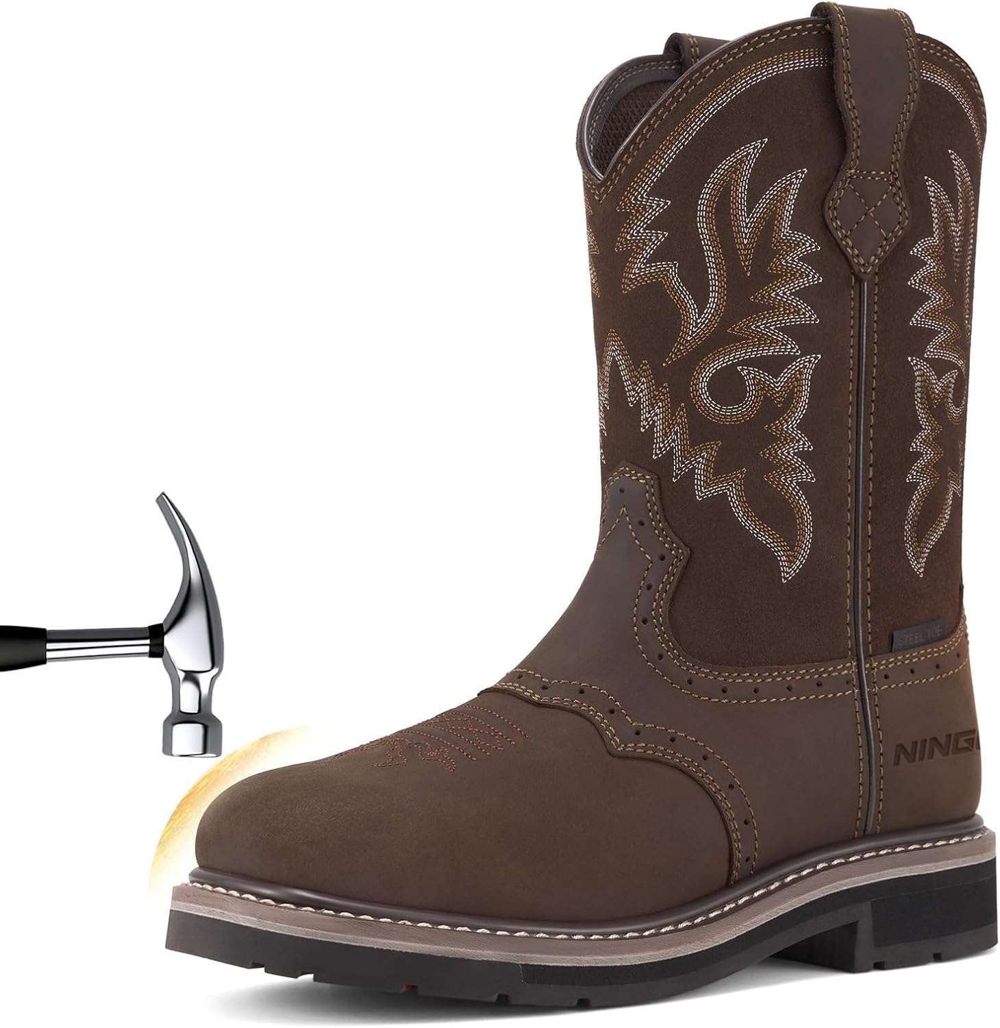 Рабочие ботинки HISEA NINGO со стальным носком для мужчин, водонепроницаемые ковбойские сапоги
Рабочие ботинки HISEA NINGO со стальным носком для мужчин, водонепроницаемые ковбойские сапоги