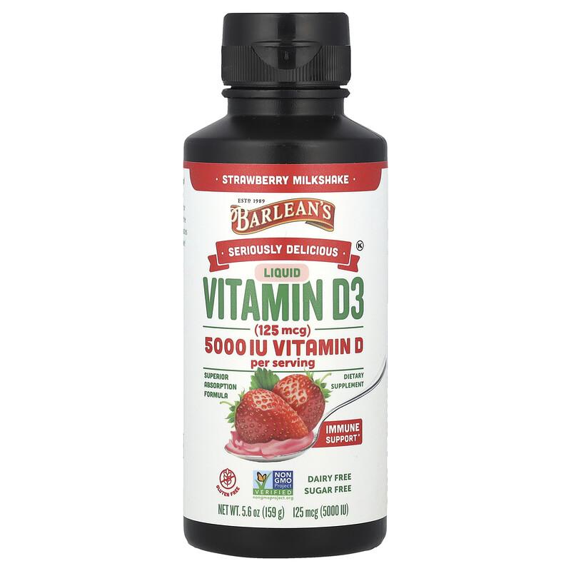 Barlean's, Seriously Delicious, жидкий витамин D3, клубничный молочный коктейль, 125 мкг (5000 МЕ), 159 г (5,6 унции)
Barlean's, Seriously Delicious, жидкий витамин D3, клубничный молочный коктейль, 125 мкг (5000 МЕ), 159 г (5,6 унции)