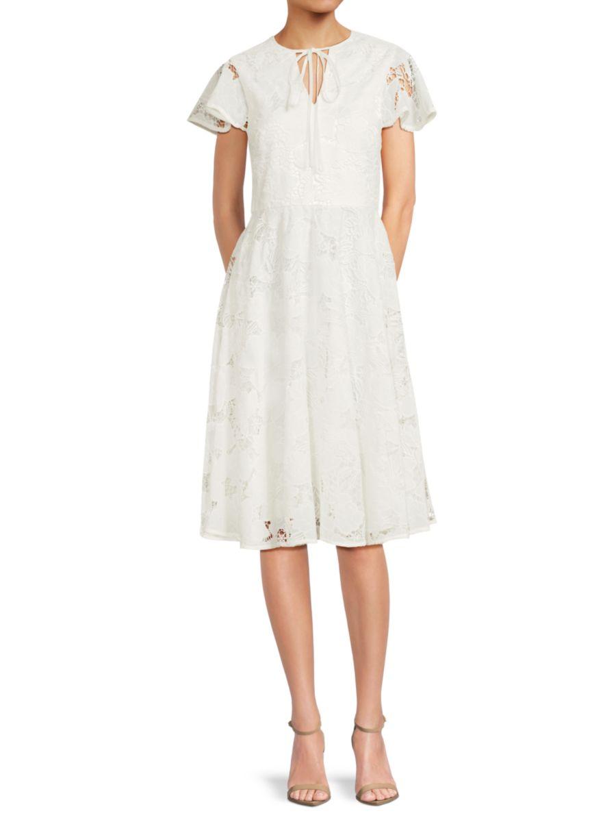 Платье с кружевом и рукавами-крылышками Mikael Aghal, белый
Платье с кружевом и рукавами-крылышками Mikael Aghal, белый