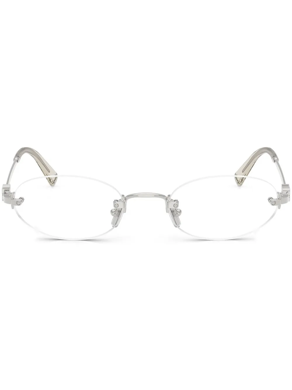 Очки в круглой оправе с логотипом Miu Miu Eyewear, серебряный
Очки в круглой оправе с логотипом Miu Miu Eyewear, серебряный