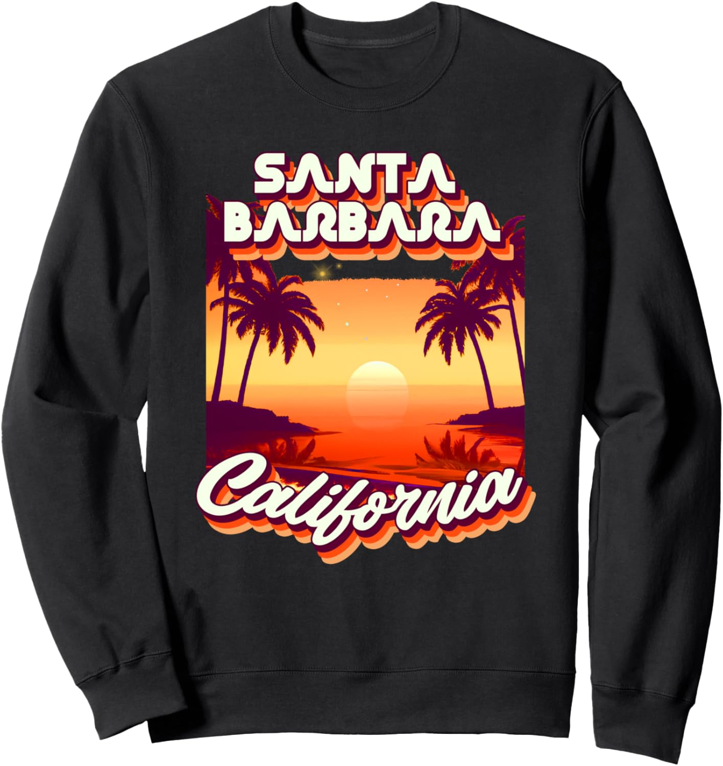 Ретро-толстовка в стиле 80-х, Санта-Барбара, Калифорния, с изображением пальм и серфинга Santa Barbara Retro Beach Accessories, черный
Ретро-толстовка в стиле 80-х, Санта-Барбара, Калифорния, с изображением пальм и серфинга Santa Barbara Retro Beach Accessories, черный