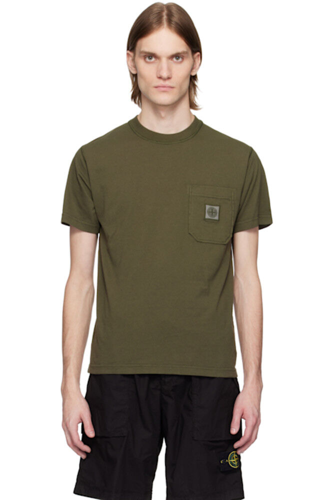 Футболка цвета хаки из органического хлопка с эффектом Fissato Stone Island
Футболка цвета хаки из органического хлопка с эффектом Fissato Stone Island