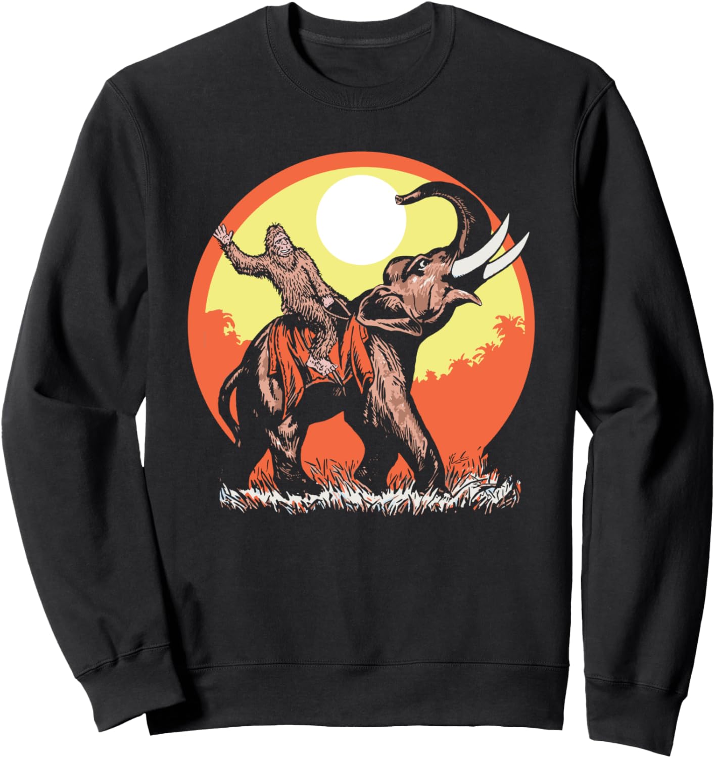 Вперед! Забавная ретро-толстовка с изображением Бигфута, Сасквоча верхом на слоне Sasquatch Garage, черный
Вперед! Забавная ретро-толстовка с изображением Бигфута, Сасквоча верхом на слоне Sasquatch Garage, черный