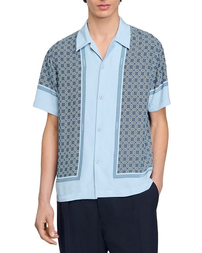 Короткий рукав, рубашка с принтом Sandro, синий
Короткий рукав, рубашка с принтом Sandro, синий