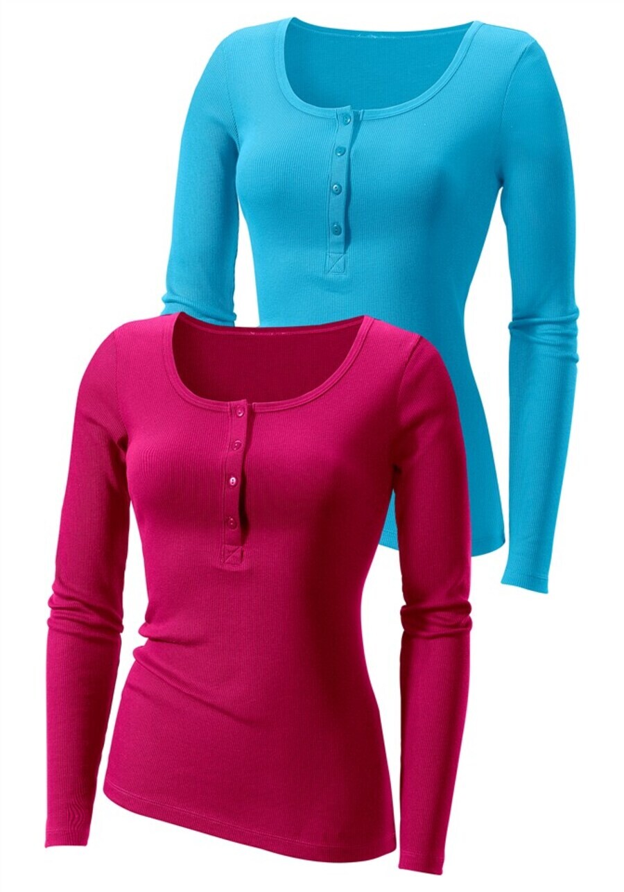 Лонгслив H.I.S, голубой синий/розовый 
Лонгслив H.I.S, голубой синий/розовый