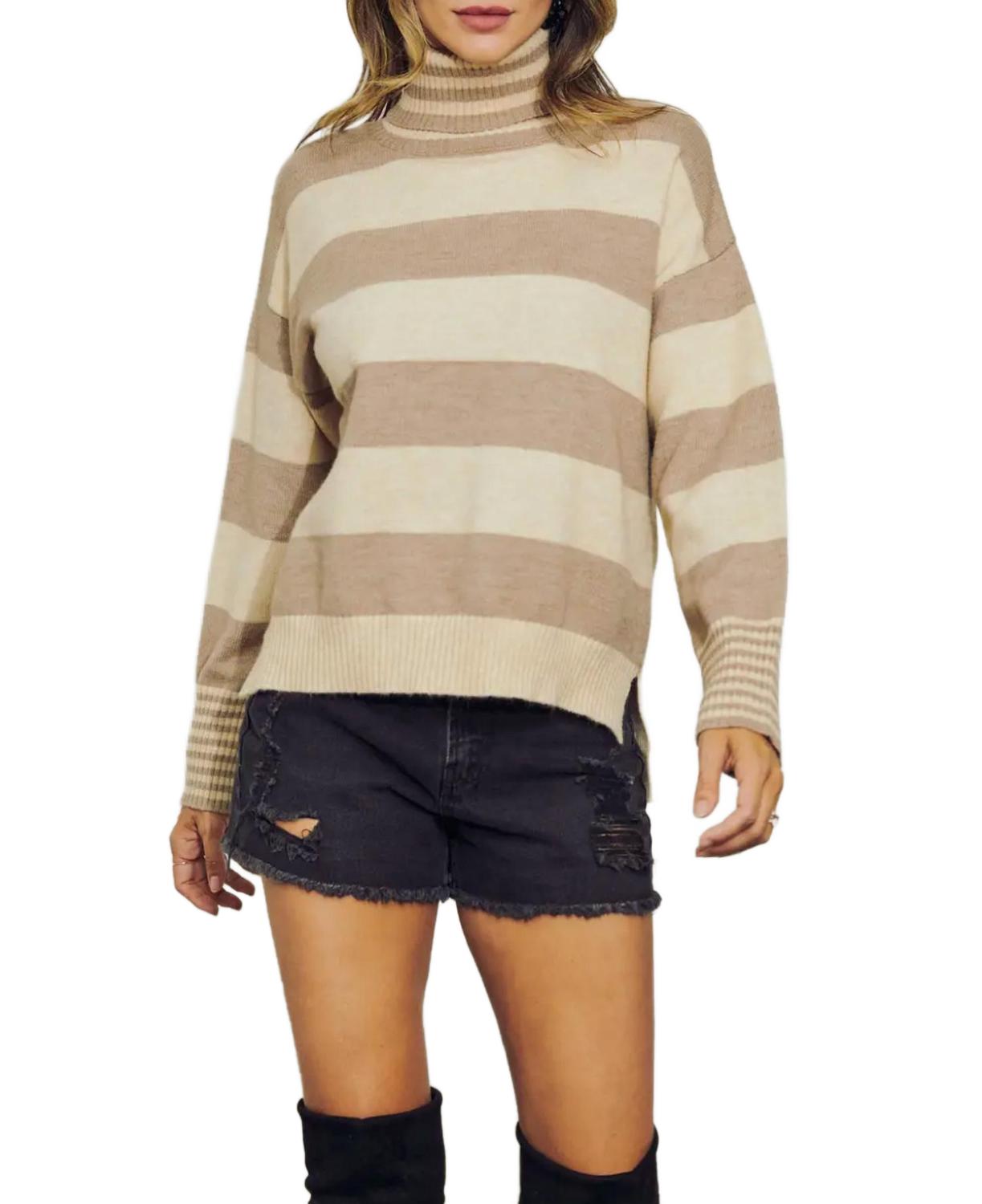 Трикотажный водолазный свитер с разноцветными полосками в цвете таупе J.NNA, Taupe
Трикотажный водолазный свитер с разноцветными полосками в цвете таупе J.NNA, Taupe