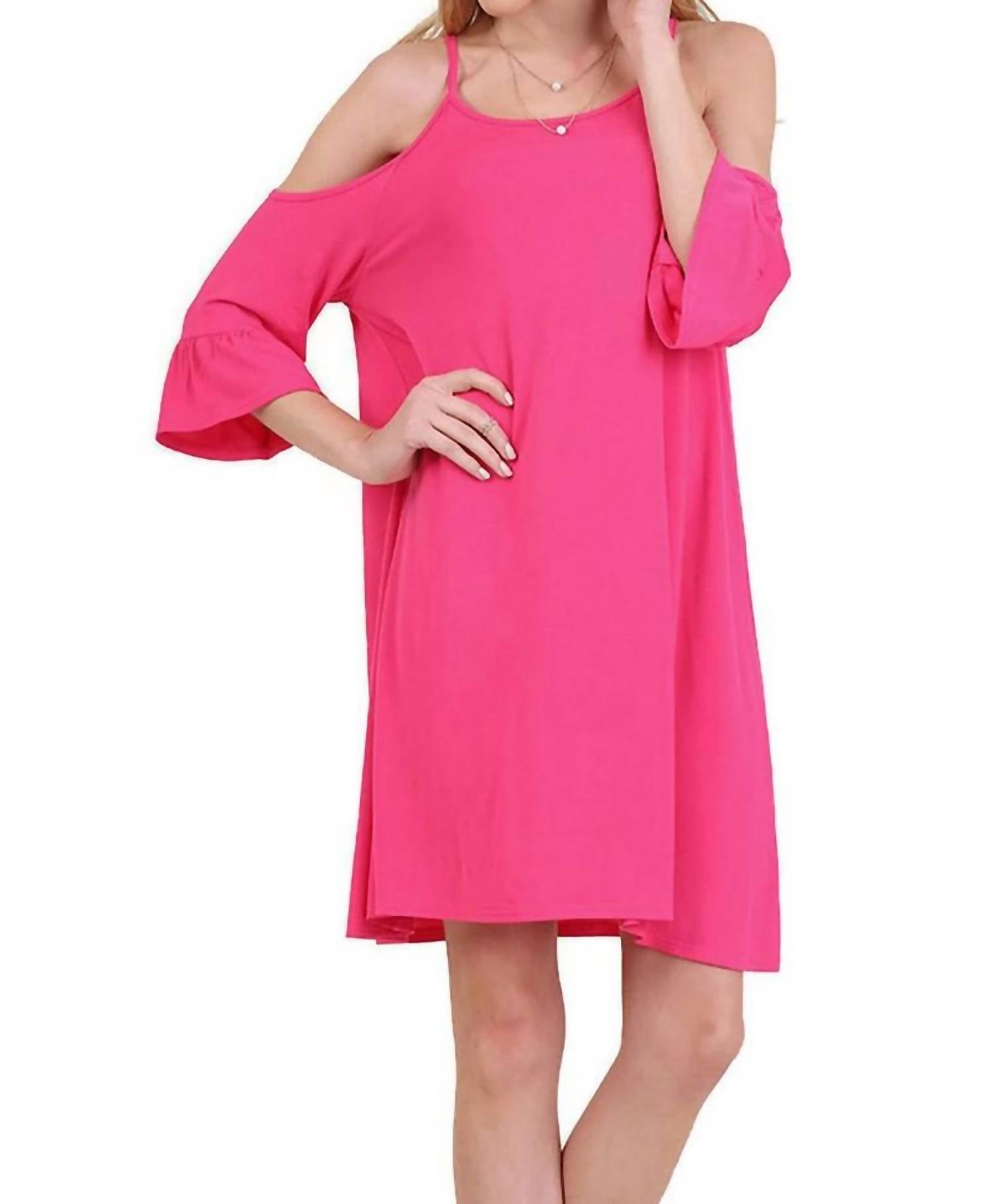 Umgee Платье с открытыми плечами и оборками на рукавах, ярко-розового цвета
Umgee Платье с открытыми плечами и оборками на рукавах, ярко-розового цвета