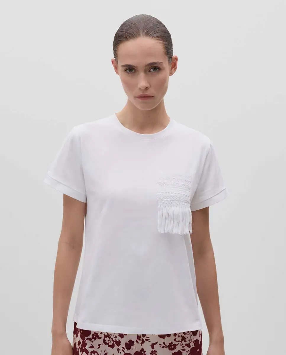 Женская футболка с коротким рукавом и деталями из кружева Simorra, белый
Женская футболка с коротким рукавом и деталями из кружева Simorra, белый