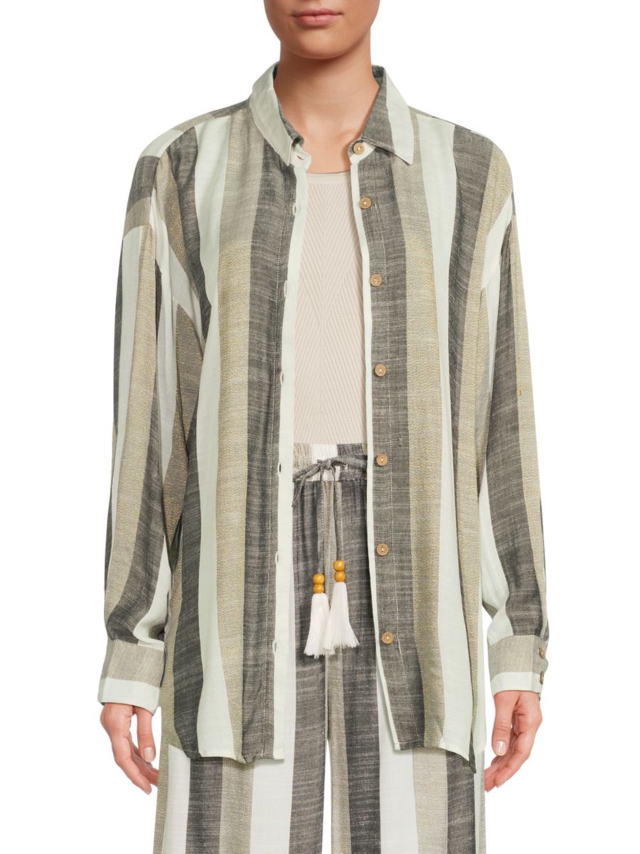 Полосатая рубашка с приспущенными плечами Vintage Havana, черный/белый 
Полосатая рубашка с приспущенными плечами Vintage Havana, черный/белый