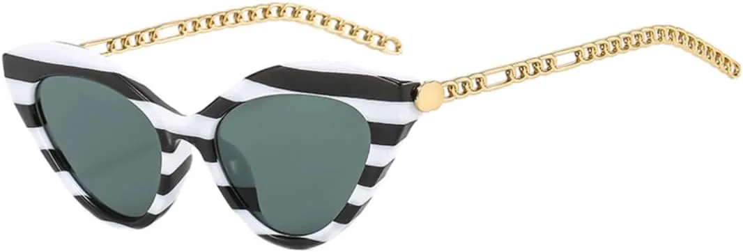 Ретро-солнцезащитные очки «кошачий глаз» для женщин, модные очки с металлической цепочкой, защита от УФ-излучения UV400 для мужчин VVTWSSW, Striped Dark Green
Ретро-солнцезащитные очки «кошачий глаз» для женщин, модные очки с металлической цепочкой, защита от УФ-излучения UV400 для мужчин VVTWSSW, Striped Dark Green