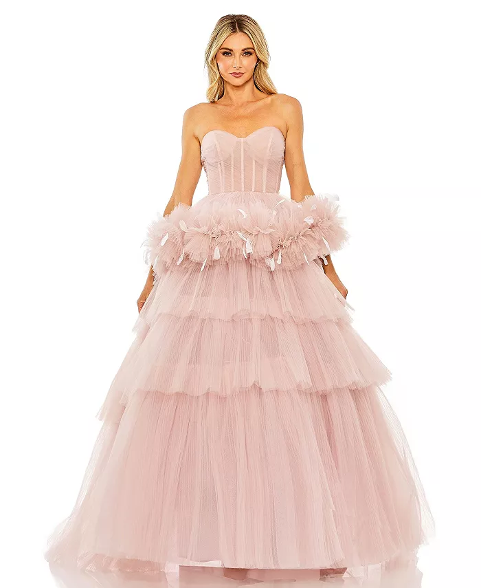 Женское тюлевое платье без бретелей с перьями Mac Duggal, розовый
Женское тюлевое платье без бретелей с перьями Mac Duggal, розовый