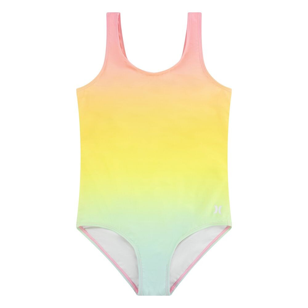 Цельный купальник Hurley с закручивающейся спинкой и эффектом омбре UPF 50+ для девочек 7–16 лет, цвет Yellow Ombre