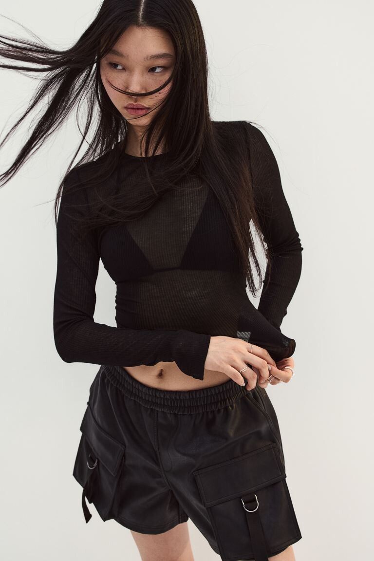 Шорты карго с покрытием H&M, черный
Шорты карго с покрытием H&M, черный